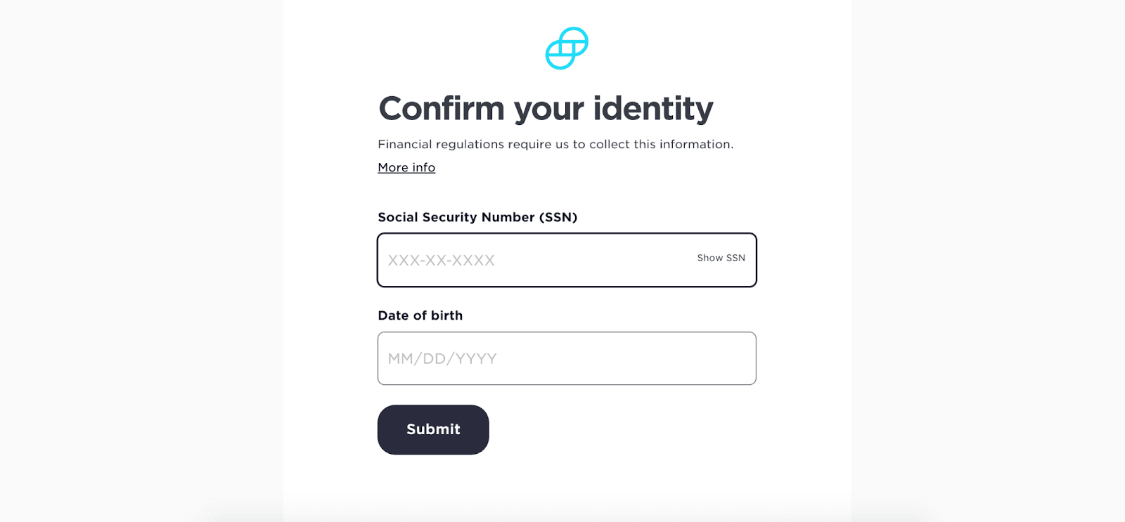 Screenshot of "confirm your identity" Gemini webpage